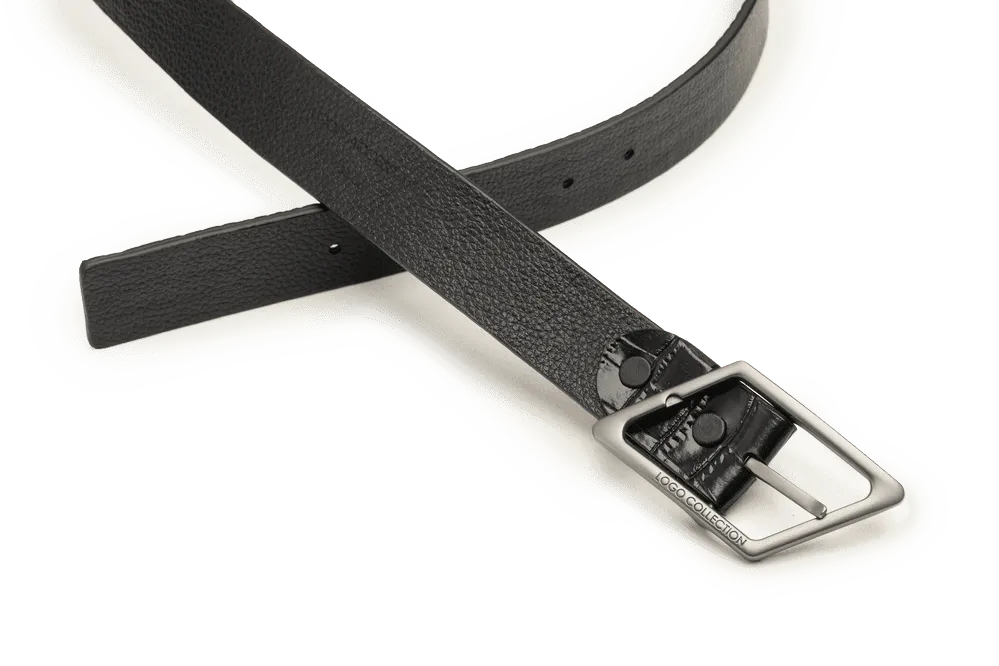 LEATHER BELT A1307 BKA - LOGO