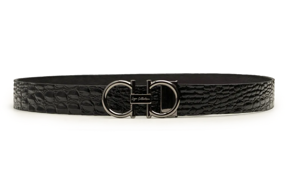 LEATHER BELT A1328 BKA - LOGO