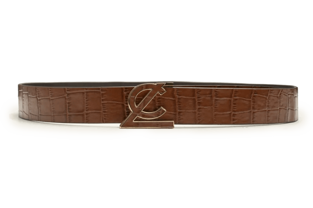 LEATHER BELT A1332 TAN - LOGO