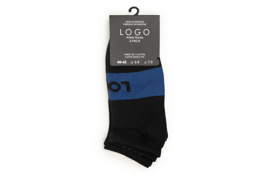 LOGO MENS ANKLE COTTON SOCKS (PACK OF 2) - LOGO