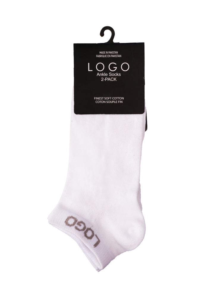 MENS ANKLE COTTON SOCKS (PACK OF 2) - LOGO