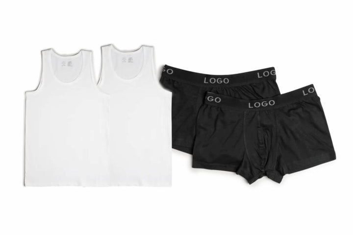 MEN ESSENTIAL COMBO (2 VEST & 2 TRUNKS) - LOGO